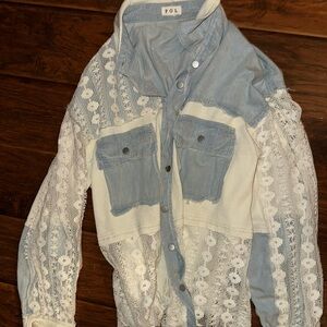 Women's Lace and Denim Jacket